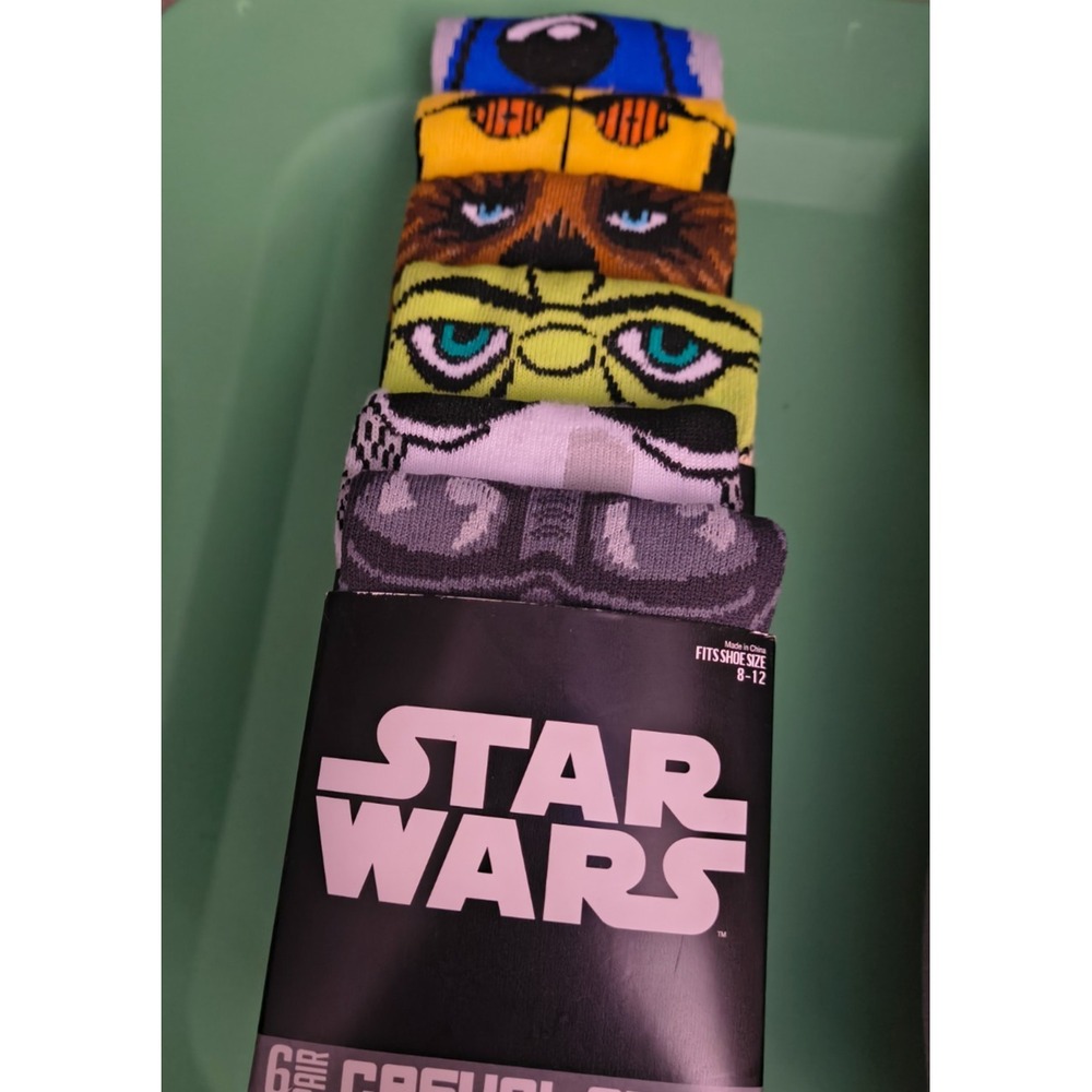 Star Wars 6 Pack Casual Crew Men's Novelty Star Wars ThemeSocks Size 8-12